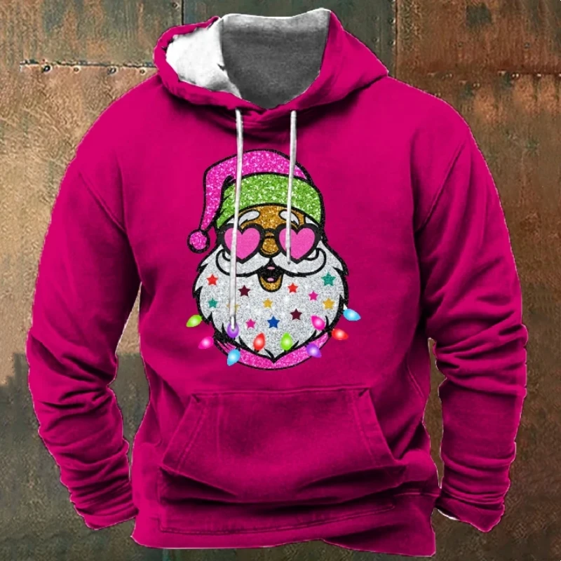 thumbnail image 1 of Sudadera con capucha para hombre con estampado 3D de árbol de Navidad y Papá Noel de finales de 2023, sudadera con capucha extragrande para ocio festivo, 1 of 5