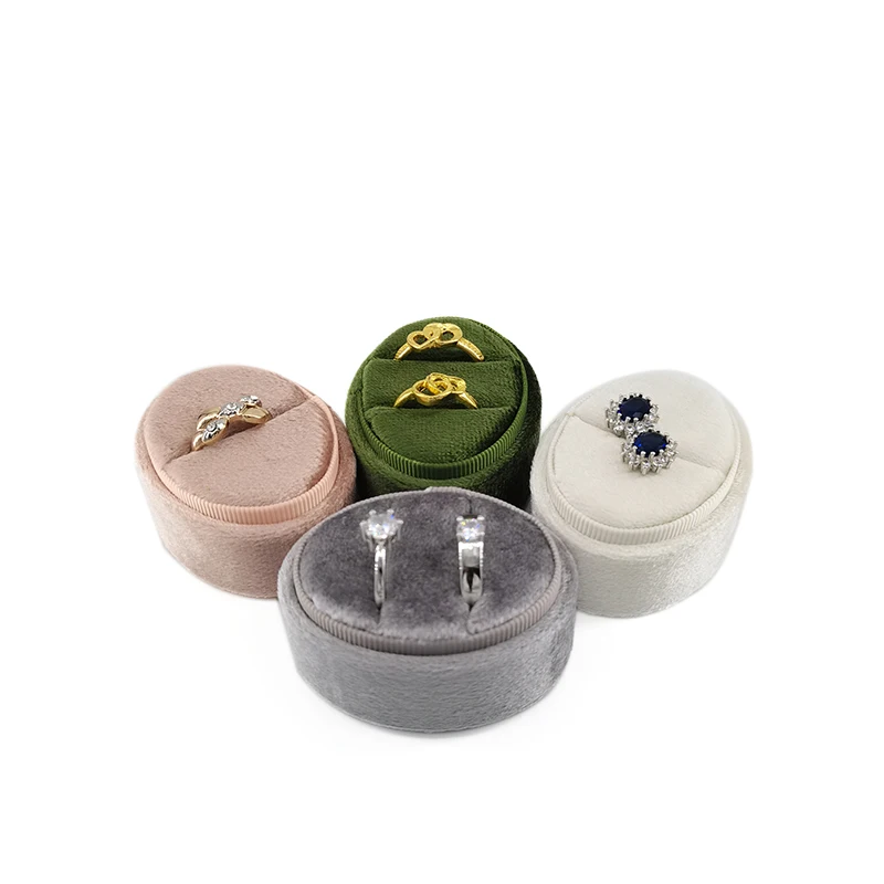Flannel Jewelry Box Oval Ring Box Simple and Exquisite Velvet Jewelry Box Double Rings Box for Wedding Gift Wrap Packaging