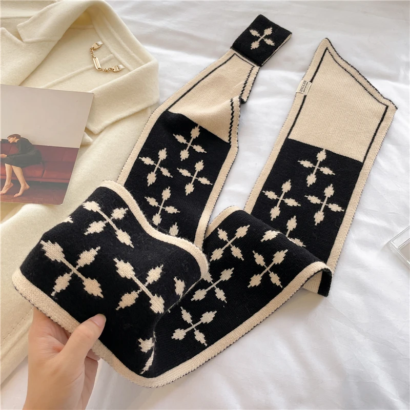 Marke Winter Kaschmir Gestrickte Schal für Frauen Design Drucken Warme Halstuch Bandana Dame Lange Dünne Schals Hals Krawatte_voghion.com