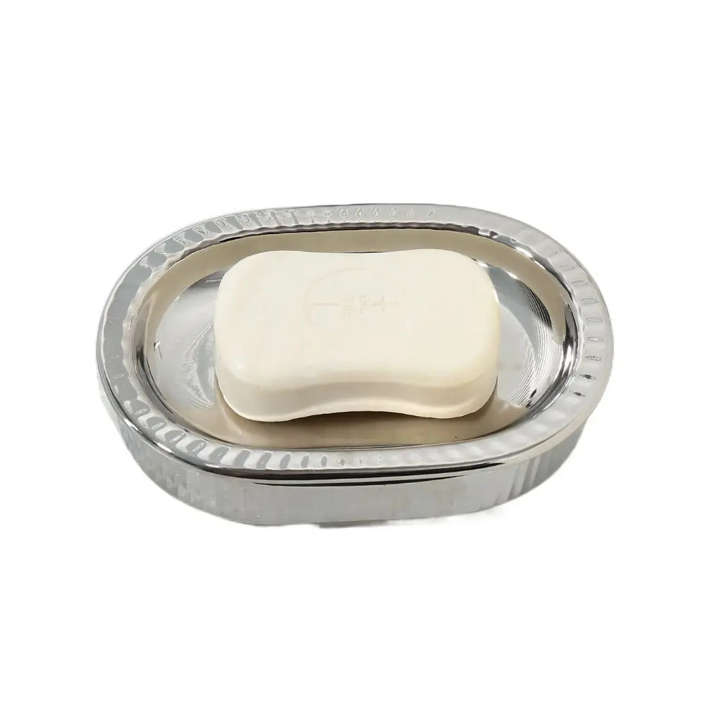 Self Draining Ceramic Soap Rack Detachable Drain Hole Double Layered Soap Dish Light Luxury Silvery Bathroom Soap Holder