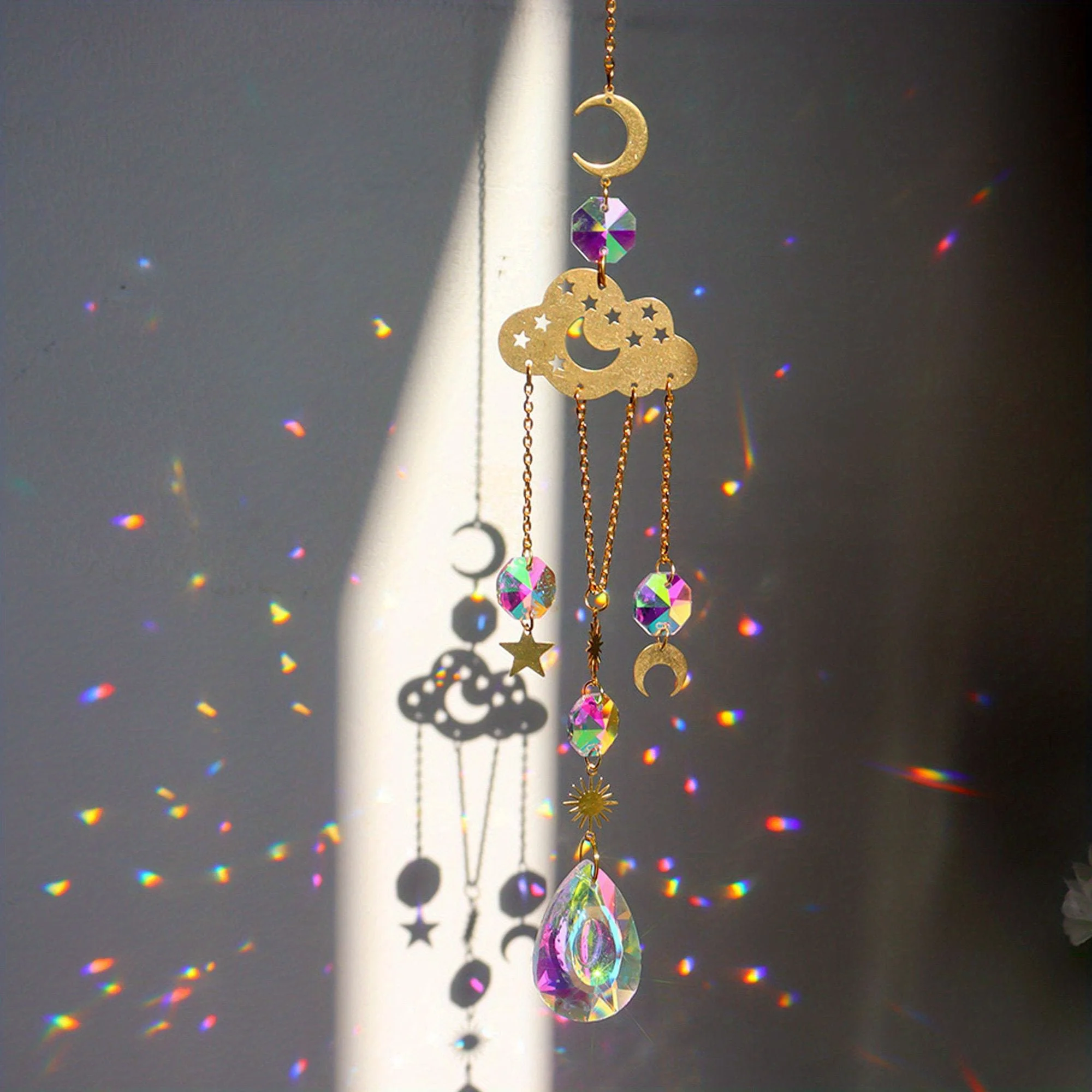 Planetary system crystal sun catcher moon star gardening crystal party holiday decorations pendant sun catcher crystal pendant sun catchers window ornament 1pc