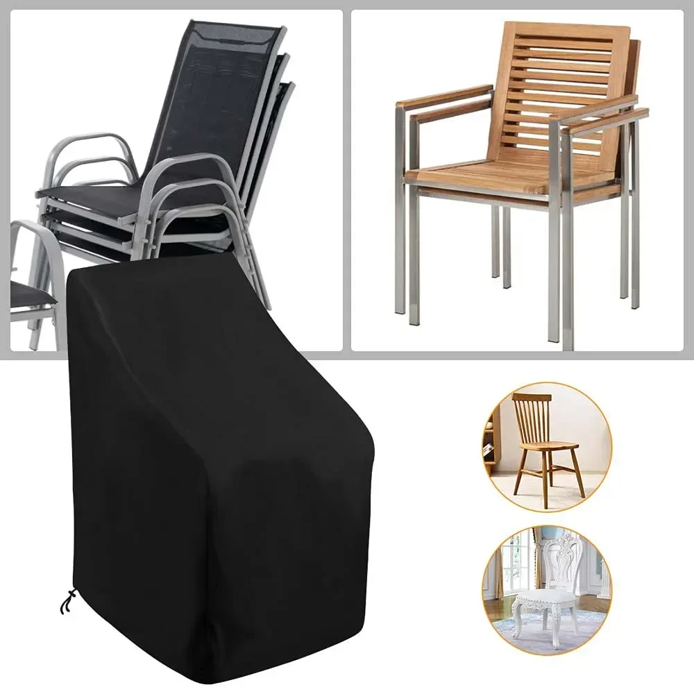 3 Sizes Dustproof Chair Organizer Stacked Chair Dust Cover Storage Bag Outdoor Garden Patio Furniture Protector Waterproof 3
