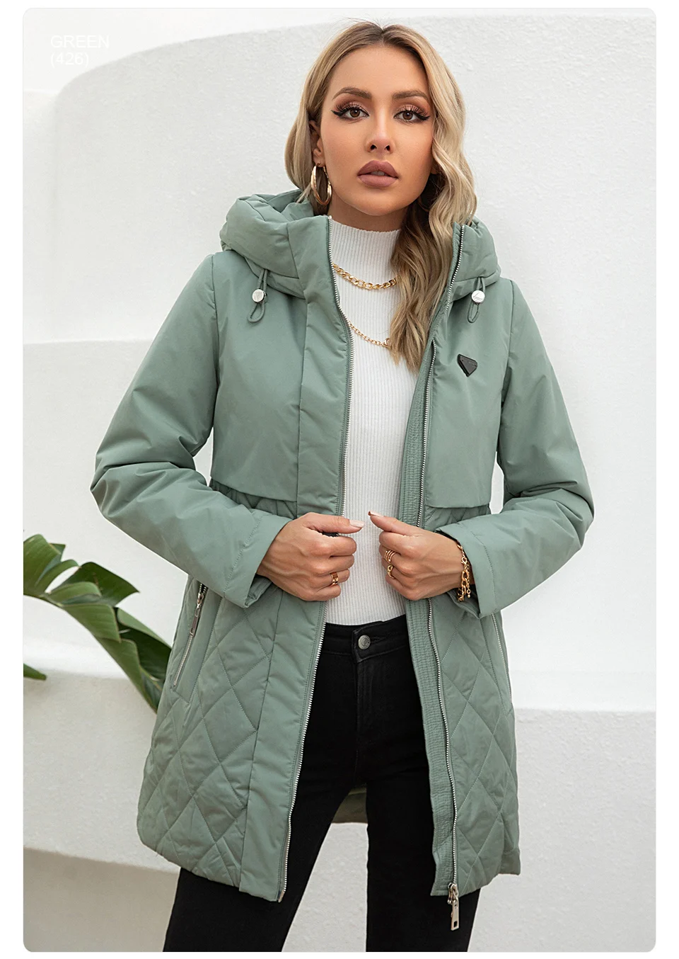 GASMAN New Women Jacket Spring 2023 High-Quality Mid-Length Women Coat Stitching Hooded Design Windproof Casual parkas 8226