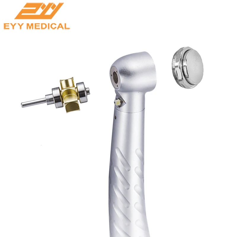 EYY Dental LED High Speed Handpiece E-Generator Push Button 3 Water Spray Standard Torque Head 2/4 Hole Dentist Tips Air Turbine