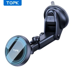 Supporto Magnetico per Smartphone da Auto TOPK con Forte Suzione e Braccio Regolabile per Parabrezza e Cruscotto