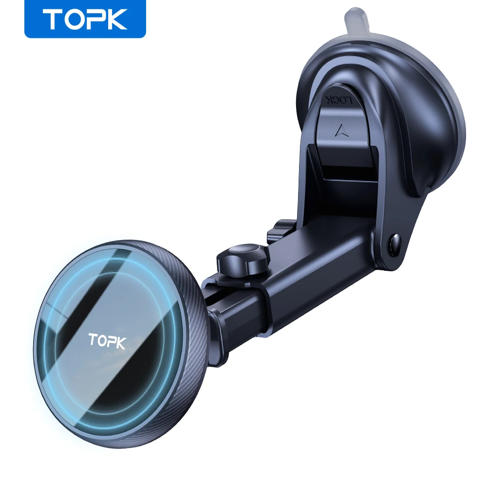 TOPK Mag-Safe support de téléphone magnétique pour voiture support de voiture pour pare-brise et tableau de bord [forte aspiration] bras Long réglable pour téléphones portables 1