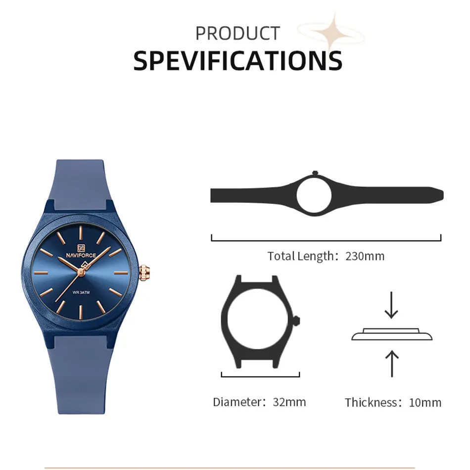 NAVIFORCE 2025 Women Fashion Watches Quartz Watch Sports Silicone Strap Ladies Wristwatches Simple Clock Gift relogios feminino 3
