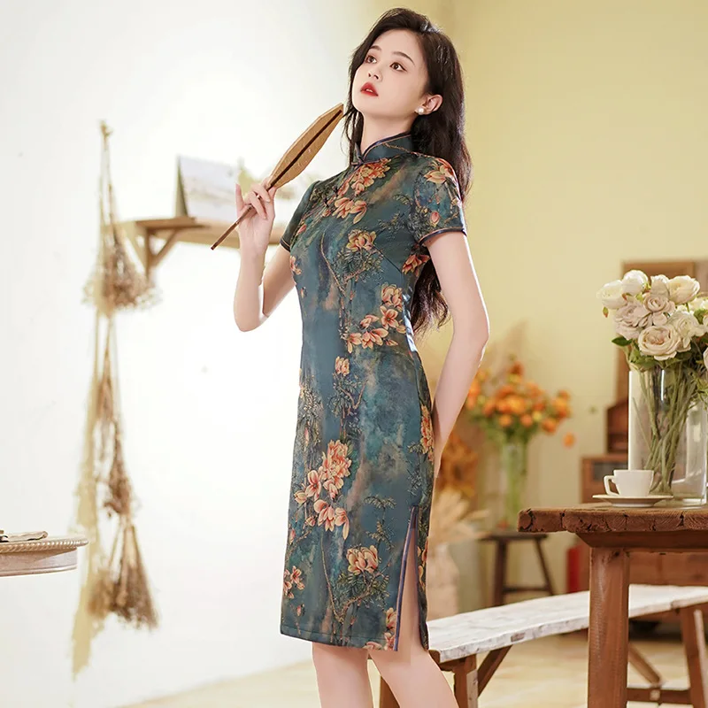

Summer 2023 Improved Cheongsam Fashion Modern Young Girls Dress Plus Retro Costumes Chinese Style Evening Dress Qipao for Women