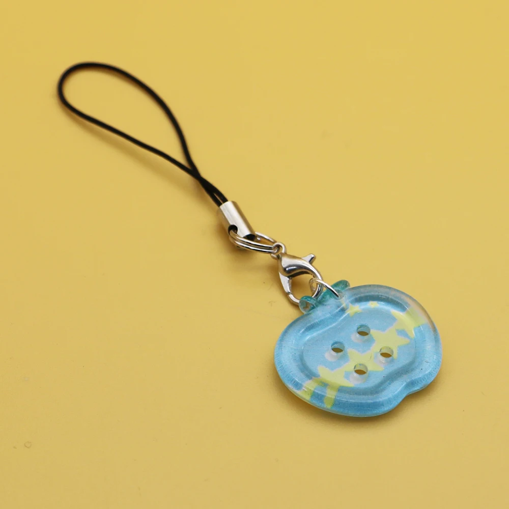 Unique INS Button Apple Keychain Pendants Transparent Printed Phone Charms Cute Bag Phone Case Lanyard Accessories for Gifts – Detail 12