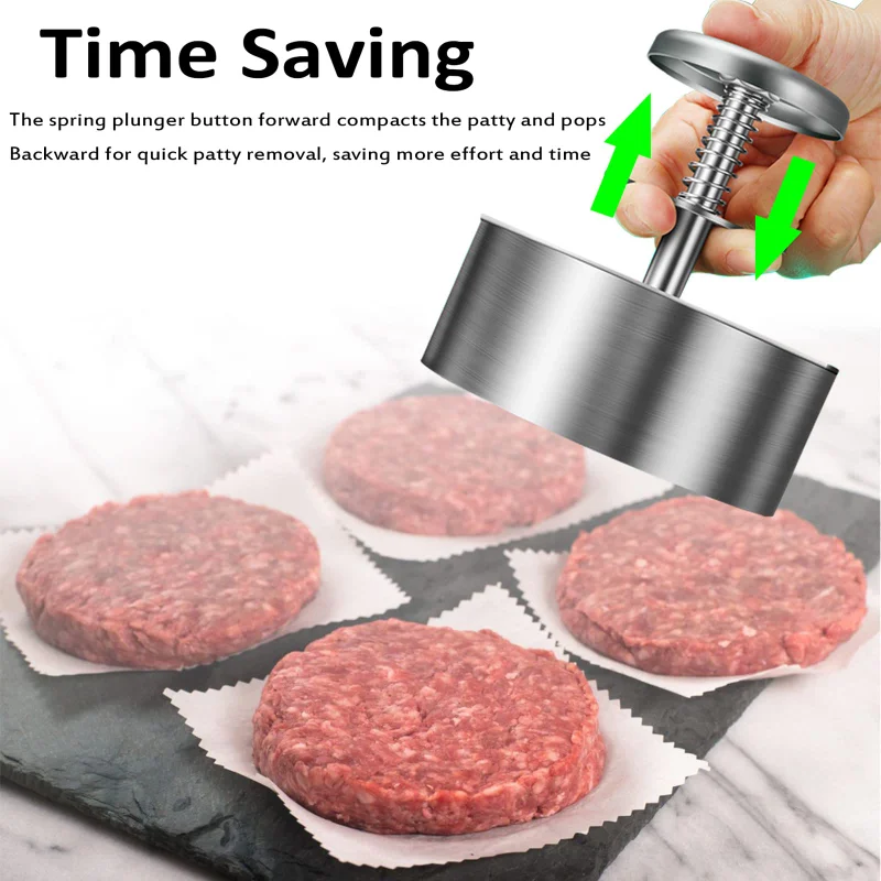 Adjustable Hamburger Patty Maker 115mm Stainless Steel Burger Press Patty Making Molds Patties for Beef, Vegetables, Meat, BBQ