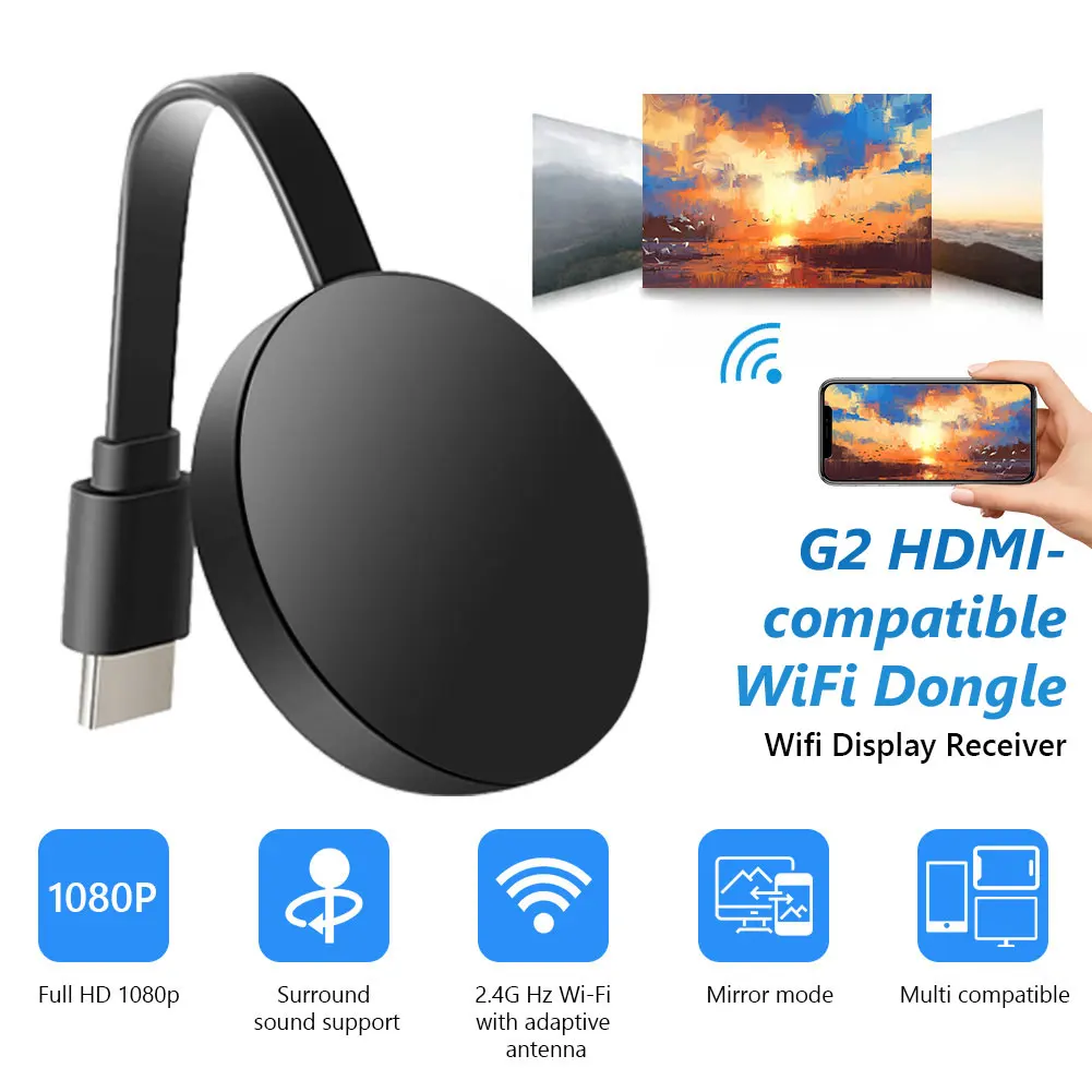 For MiraScreen TV Stick Dongle Crome Cast HDMI-compatible WiFi Display Receiver for Google Chromecast 2 Mini PC Android TV
