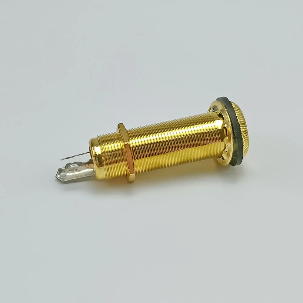 High-Quality Brass Stereo Guitar Output Jack - Anti-Noise Ribbed Tube Design