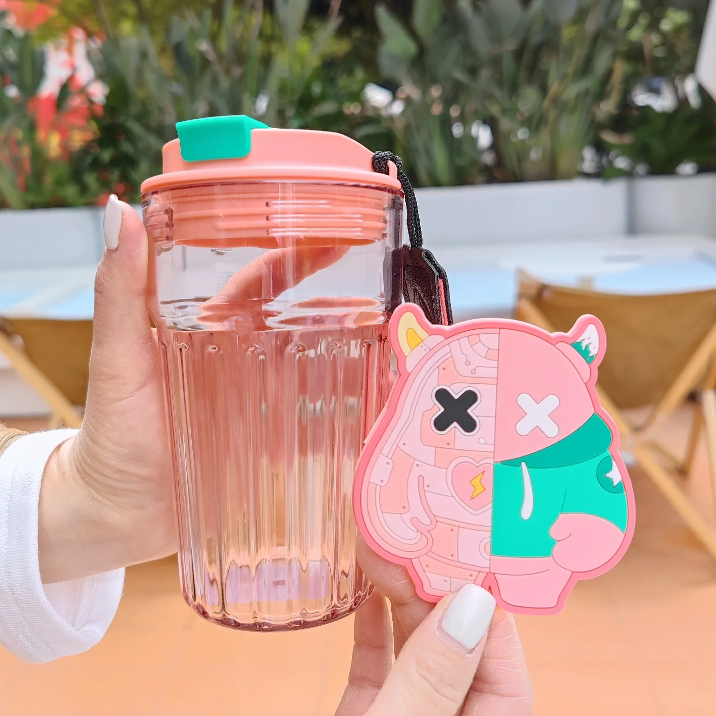 

Cute Plastic Water Bottle, Fashionable and Lightweight Handheld Colorful Coffee, Office, Home, Drinking Water Cup, Couple Gift