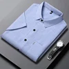 New Men's Business Casual Short Sleeved Printed Shirt with Wrinkle Resistance No Ironing Comfortable All Season Versatile Top 3