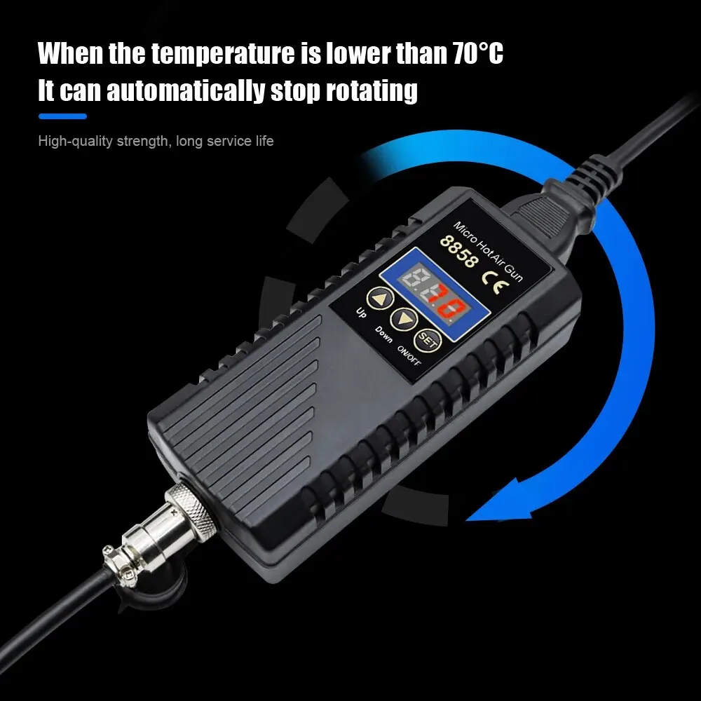 JCD Hot Air Gun 8858 Micro Rework Soldering Station LCD Digital Hair Dryer Soldering 220V 750W Heat Gun Welding Repair Tools Hot Air Gun Soldering Station Heat Gun Mini Hot Air Gun