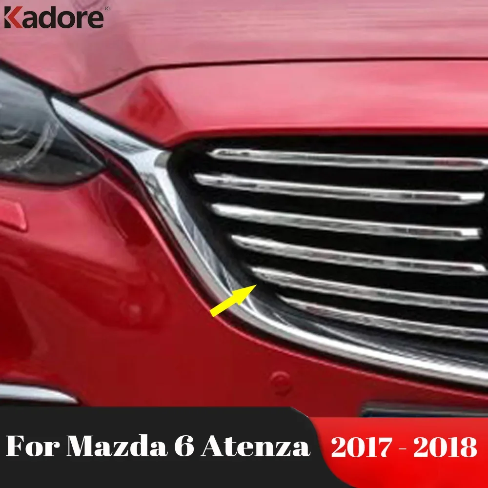 

Передняя Центральная решетка гриля для Mazda 6 Atenza 2017 2018, хромированная решетка для гоночных автомобилей, молдинг, украшение, полоса, аксессуары