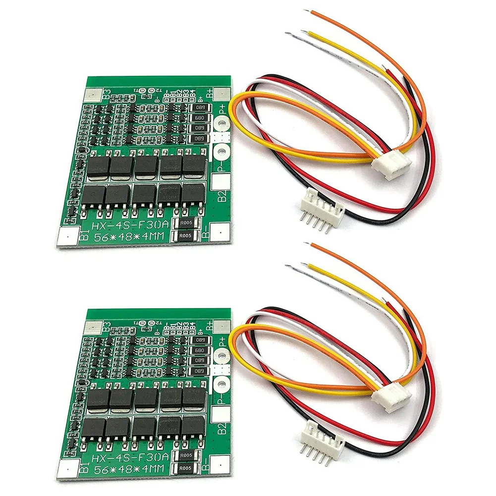 

2Pcs 4S 30A 14.8V Li-Ion Lithium 18650 Battery BMS Packs PCB Protection Board Balance Integrated Circuits