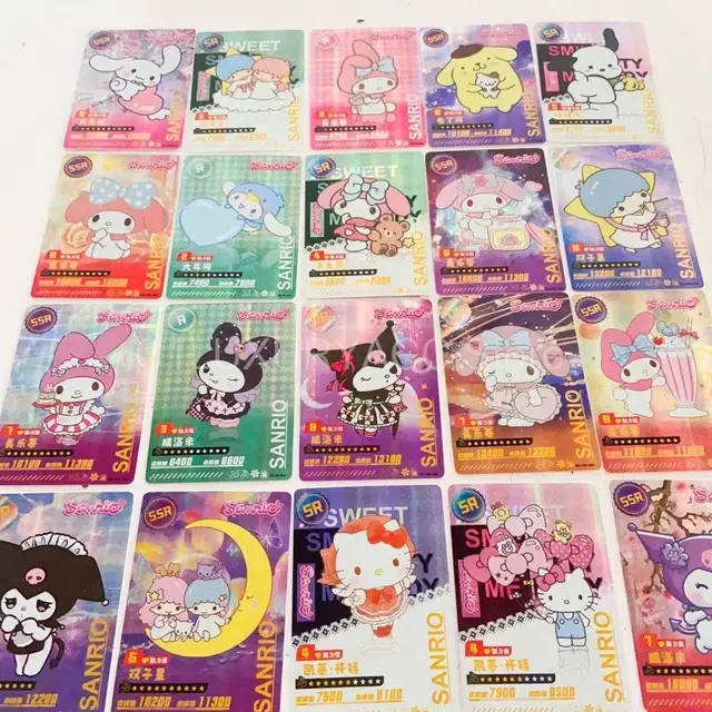 Newest Sanrio Kuromi Hello Kitty Shining Card Cartoon My Melody Cinnamoroll Trading Card Children Table Toys Christmas Gifts 5