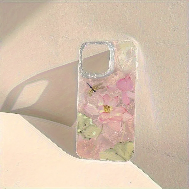 Lotus Dragonfly Feather Texture Phone Case