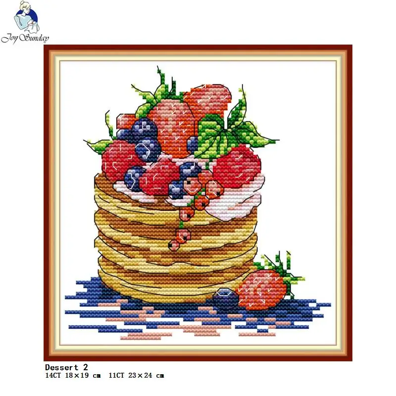 Flower Fruit Cake Dessert Printed Cross Stitch Kit 14CT 11CT Stamped Needle Thread Embroidery Set DIY Sewing Craft Gifts
