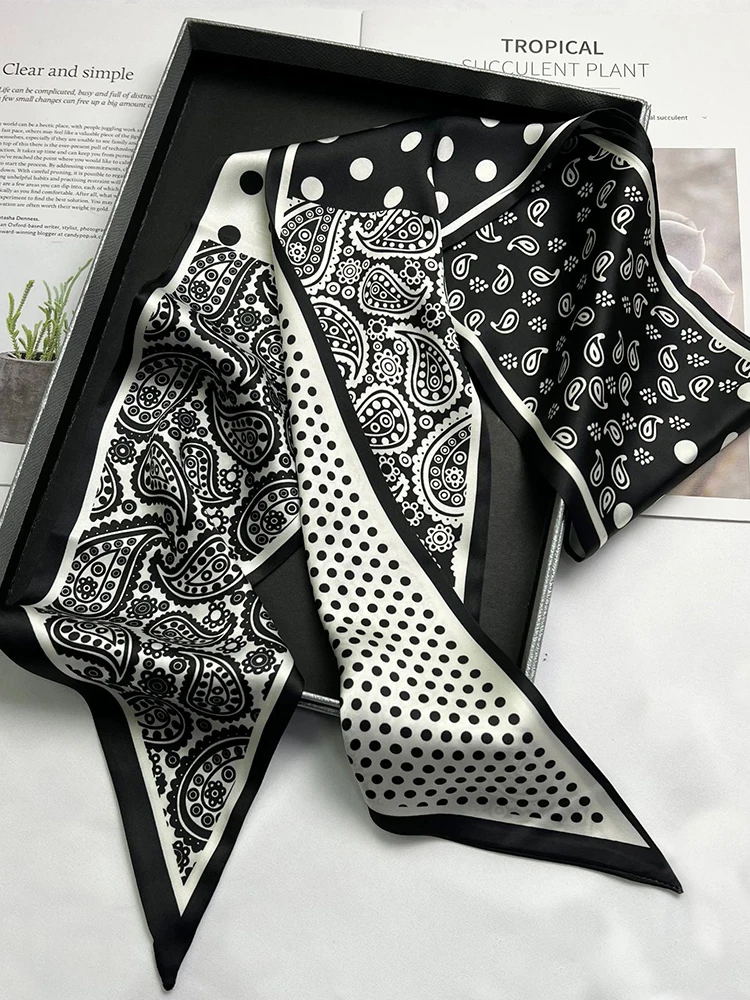 2024 Cashew Nut Print Scarf Silk Scarf Thin Ribbon Silk Scarf Female Narrow Long Multi-Functional Decorative Ribbon Scarf 4