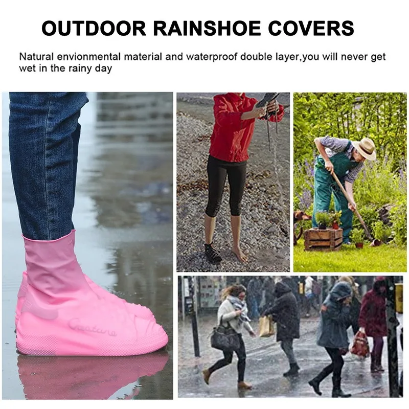 Waterproof Shoe Covers Silicone Anti-Slip Rain Boots Unisex Sneakers Protector For Outdoor Rainy Day Reusable Rain Shoe Cover