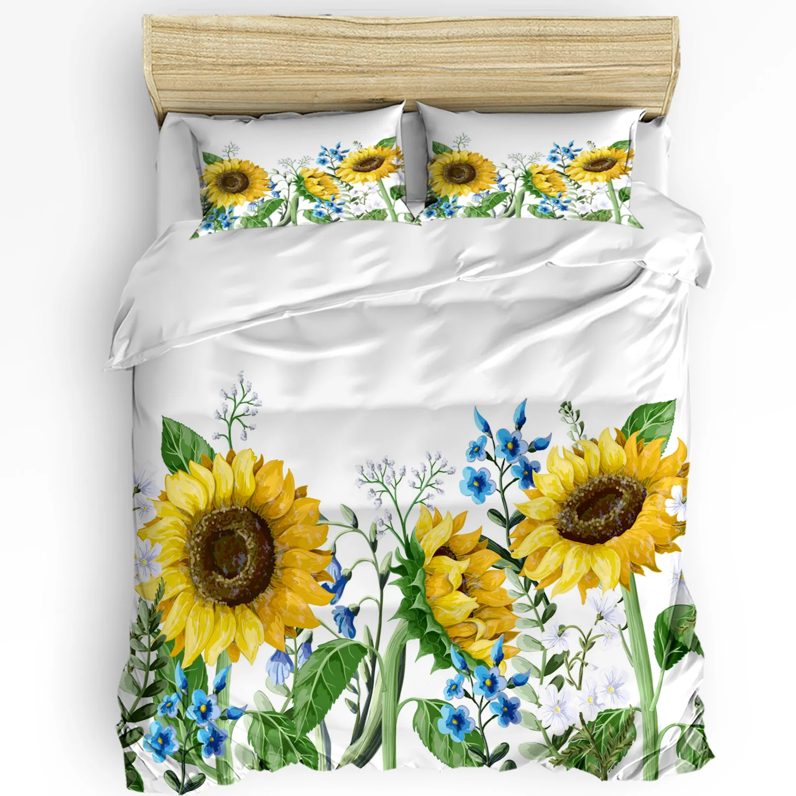 

Yellow Sunflower Flower Plant Art Bedding Set 3pcs Duvet Cover Pillowcase Kids Adult Quilt Cover Double Bed Set Home Textile
