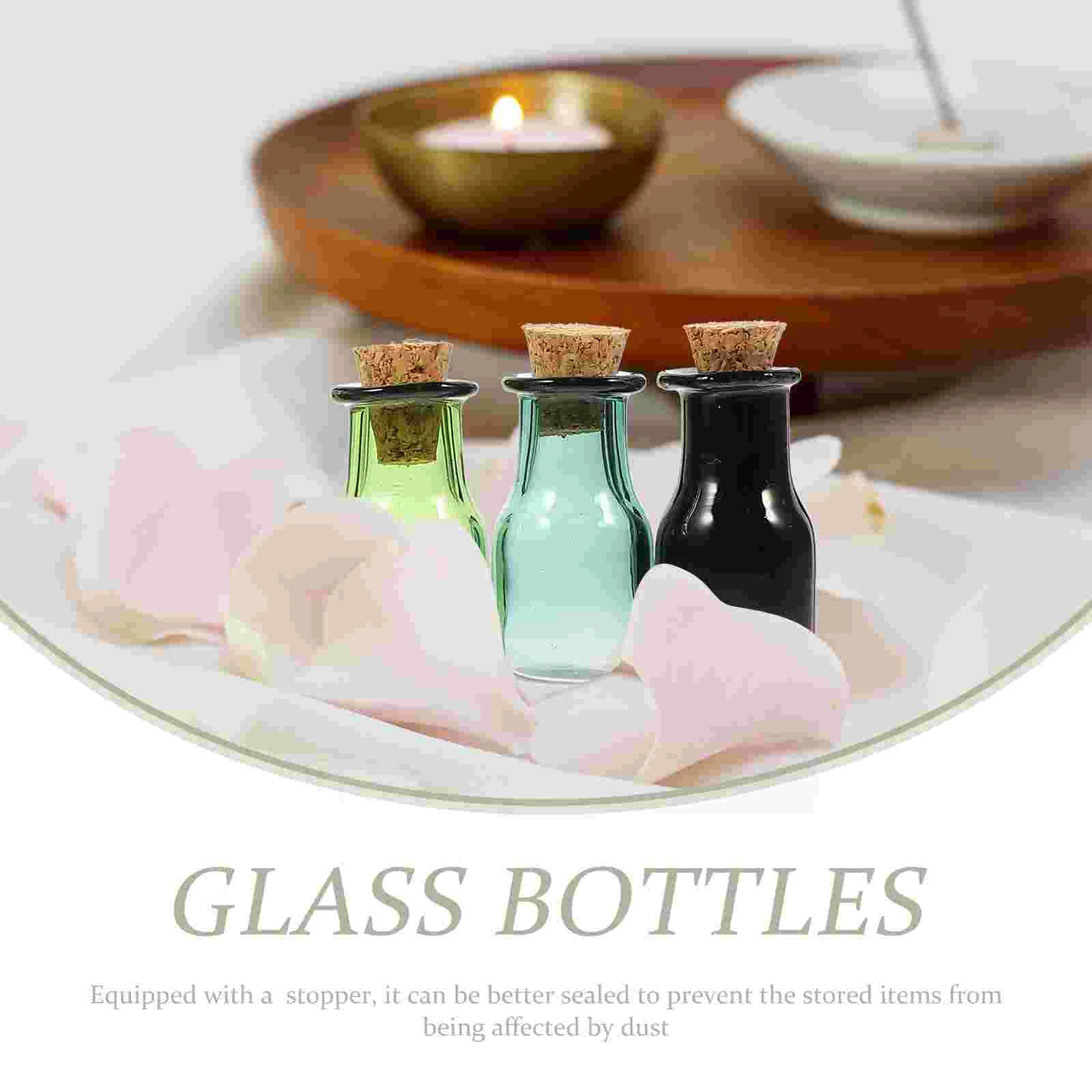 9 Pcs Mini Glass Bottle Corks Reagent Container Small Bottles Wishing Crafts Jars Laboratory Sample Sealing 5