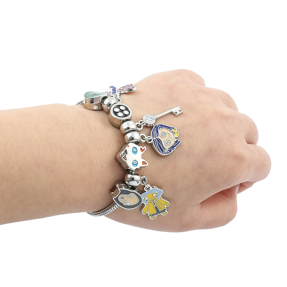 Coraline and the Secret Door Charms Bracelets Women Halloween Christmas Jewelry Gothic Hand Chains Girls Anime Bangles