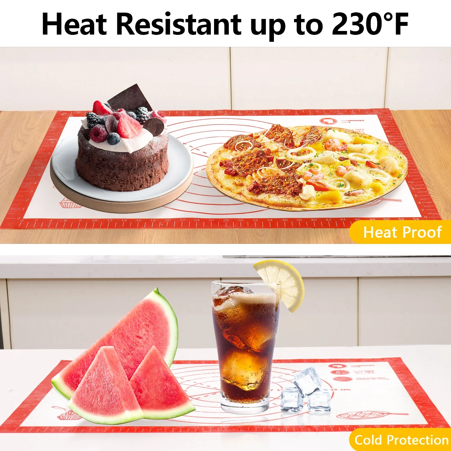 New Silicone Baking Mat Kneading Dough Mat Pizza Cake Sheet Liner Kitchen Cooking Grill Gadgets Bakeware Table Mats Pastry Tools