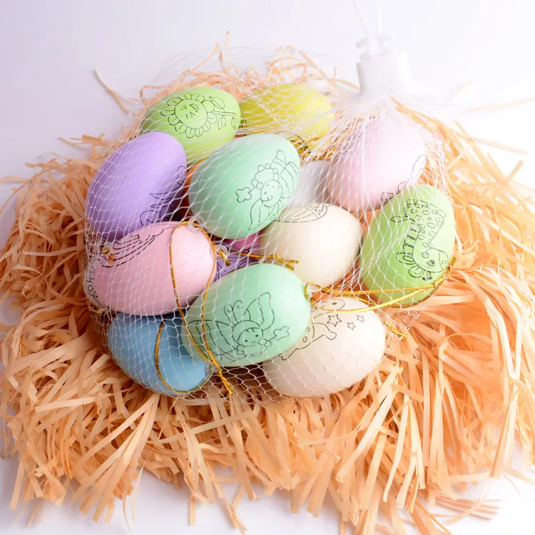 4*6cm 부활절 페인트칠된 시뮬레이션 부활절 달걀 유치원 어린이 DIY 장난감 만들기 Olastic 손으로 그린 ??컬러링