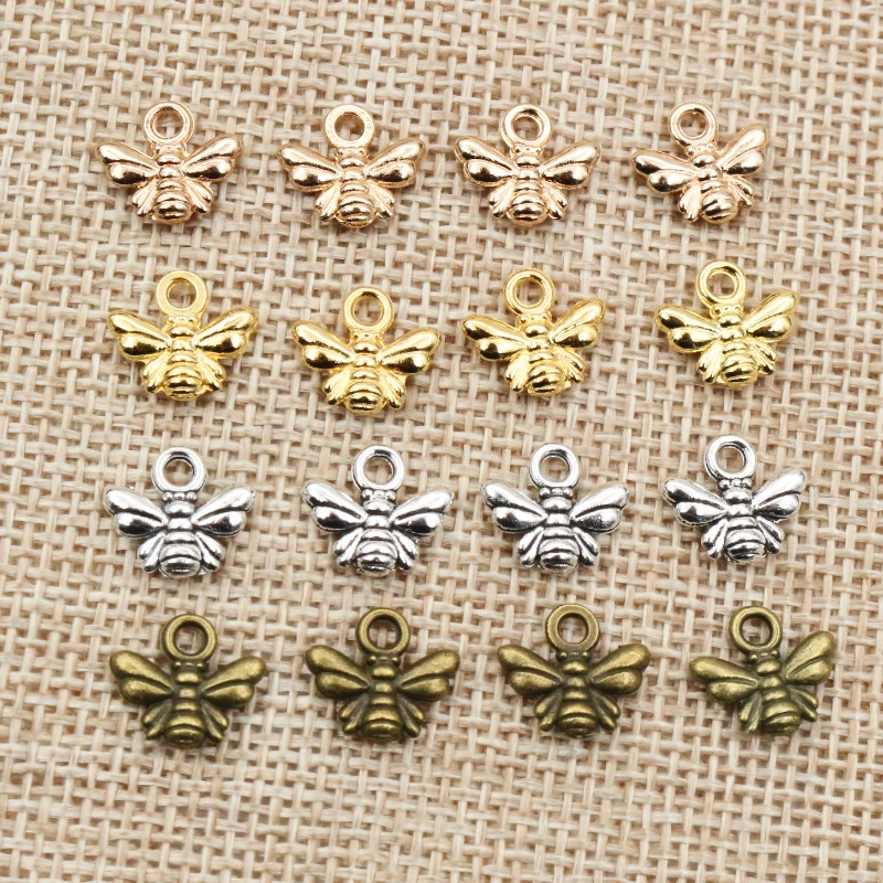 30pcs 10x11mm Charms bee Tibetischen Silber Vergoldet Bronze Gold Anhänger Antiken Schmuck, Die DIY Handgemachten Handwerk