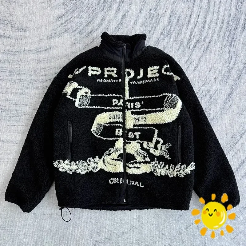 

24SS новое бархатное пальто на молнии из ягненка, Y/PROJECT куртка для мужчин и женщин, лучшее качество, пальто с вышивкой