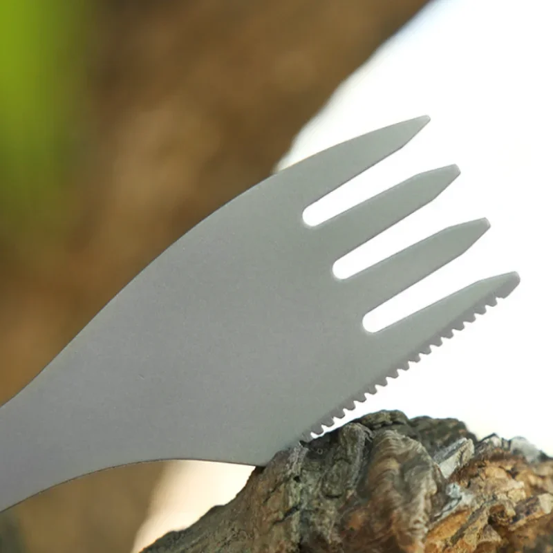 Pure Titanium Multi-purpose Picnic Fork Spoon Ultra Light Camping Tableware 3 In 1 Outdoor Camping Accessories Portable Cutlery