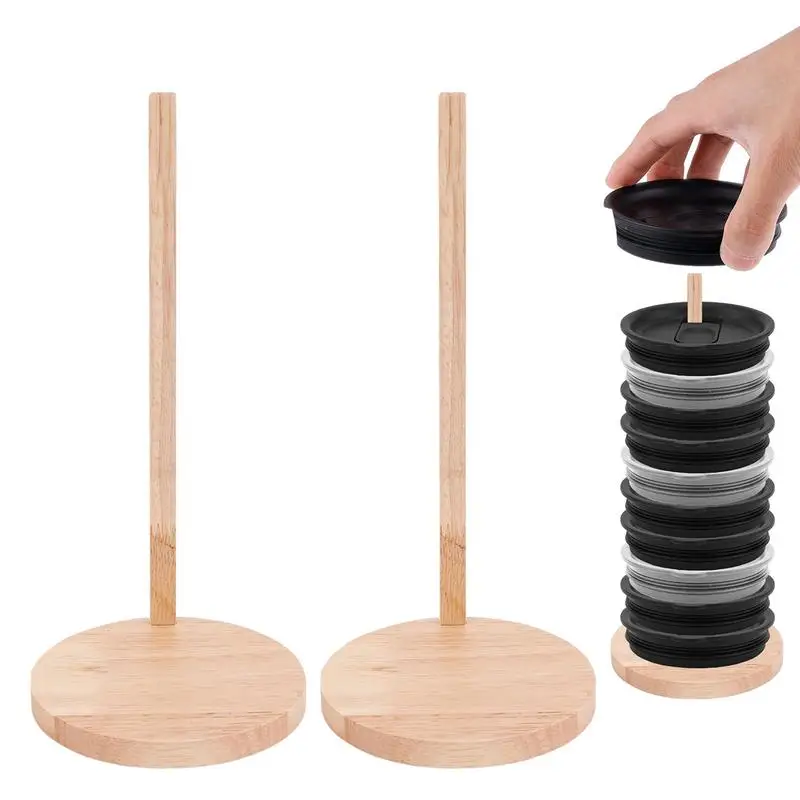 

Wooden Tumbler Lid Organizer holder Clutter Free Glass Lid Vertical Storage Rack Stand lid holder for Kitchen Cabinet Countertop