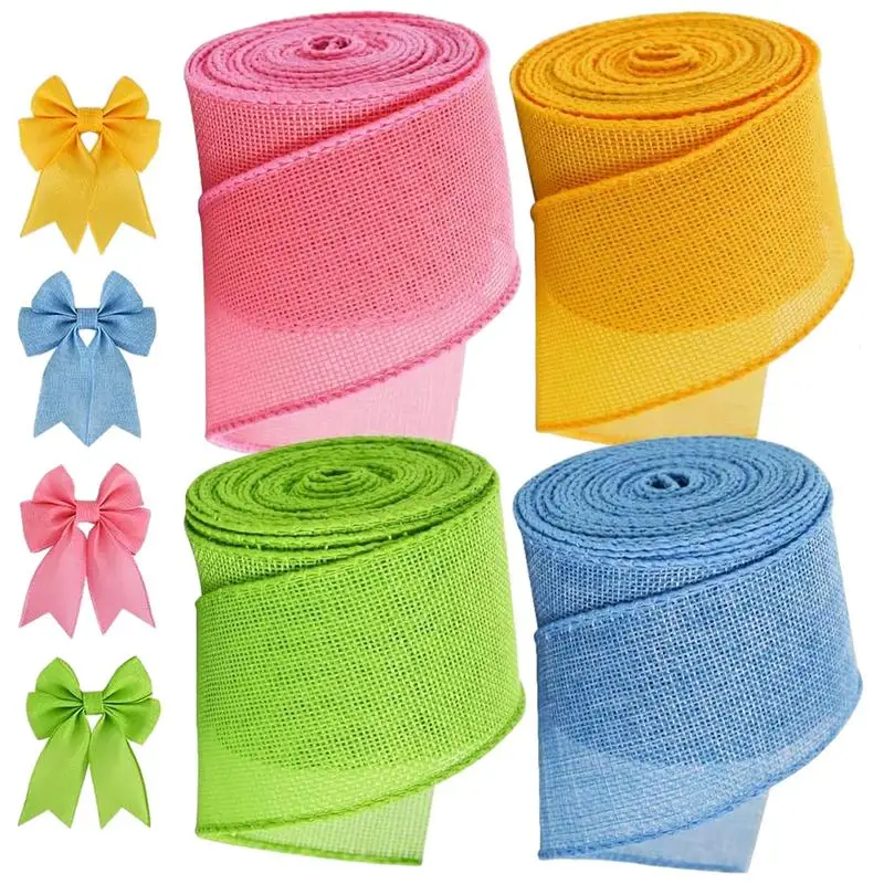 

Easter Wired Edge Easter Ribbon Rolls Party DIY Bow Capp Decoration Materials easter ribbons for crafts Burlap Pastel Easter