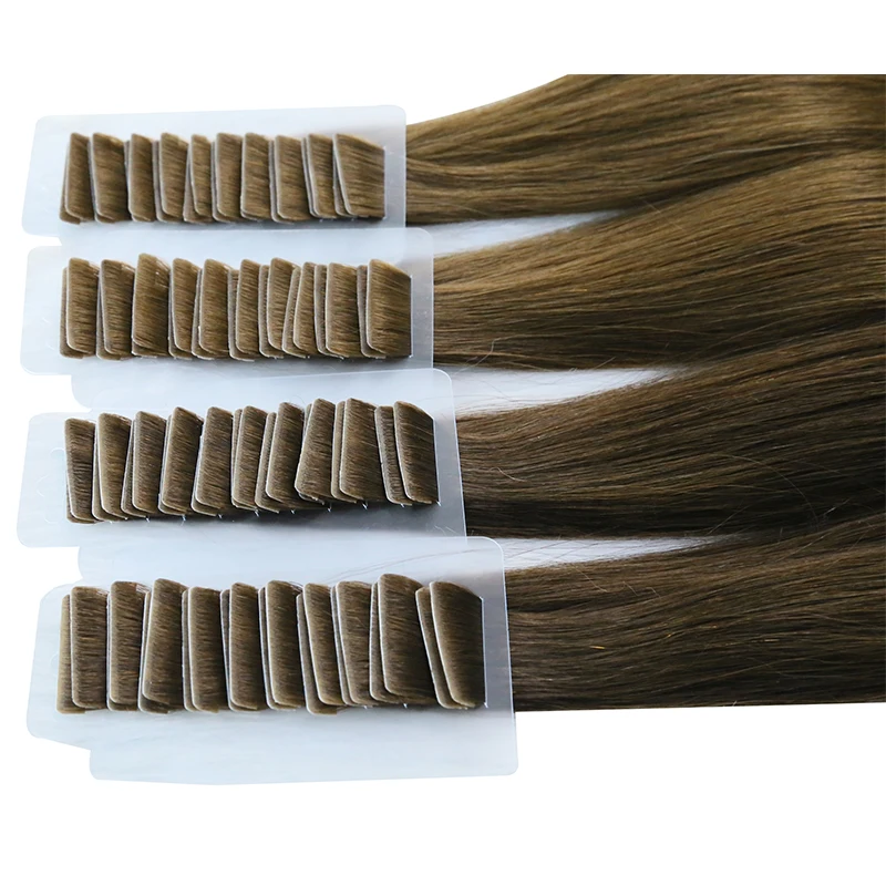 Straight PU Tape In Human Hair Extensions Natural Skin Weft Adhesive Invisible Tape Hair Brazilan Virgin Extension 12"-26"