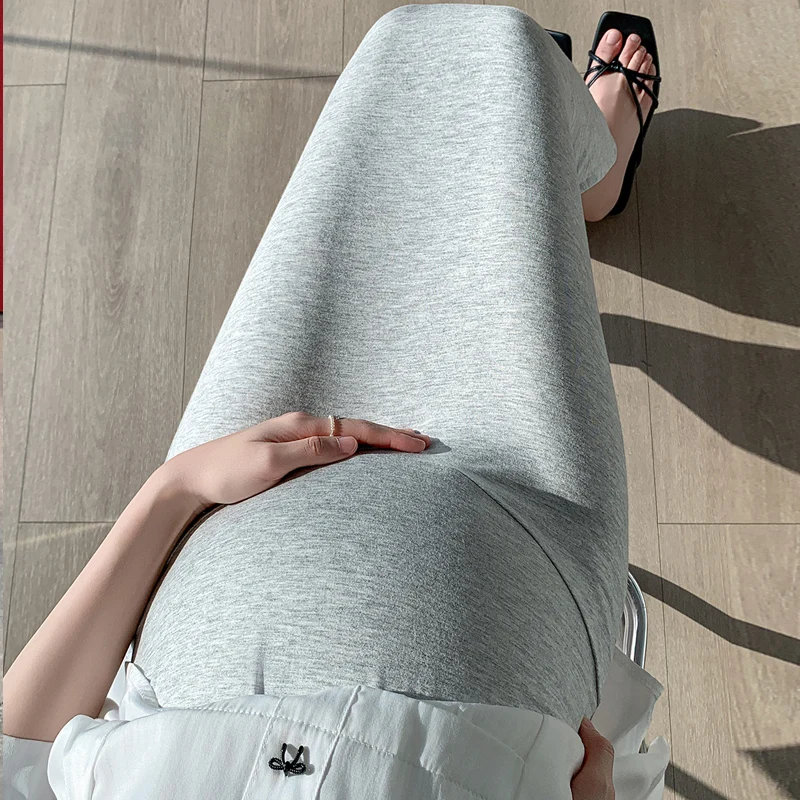 OOTD 24SS Y2K Youth Pregnancy Summer Thin Modal Skirts Belly Support Side Splits Pencil Skirts for Pregnant Women Pregnancy
