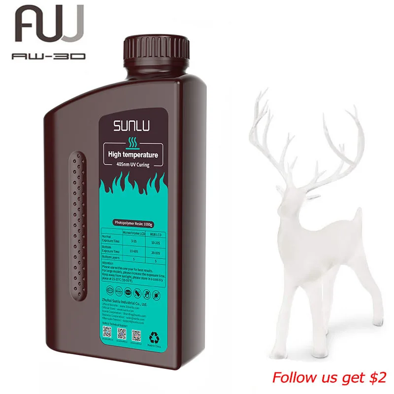 

SUNLU High Temperature 3D Printer Resin 395nm 1KG Heat Resistance Wide Applications 3D Resin for LCD DLP SLA Resin 3D Printer