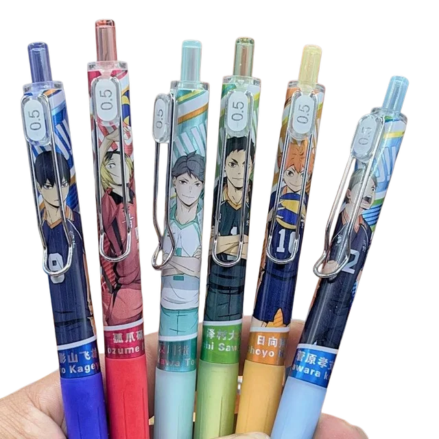 High Aesthetic Haikyuu Anime Retractable Gel Pen 0.5mm Quick Dry Black Ink Student Office Signature Ballpoint Pen 1