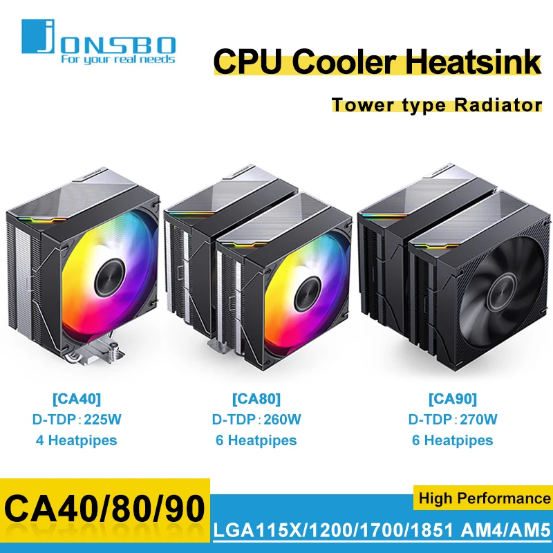 JONSBO CA40/CA80/CA90 CPU Air-Cooled Cooler 4 Heat Pipe Quiet Heatsink ...