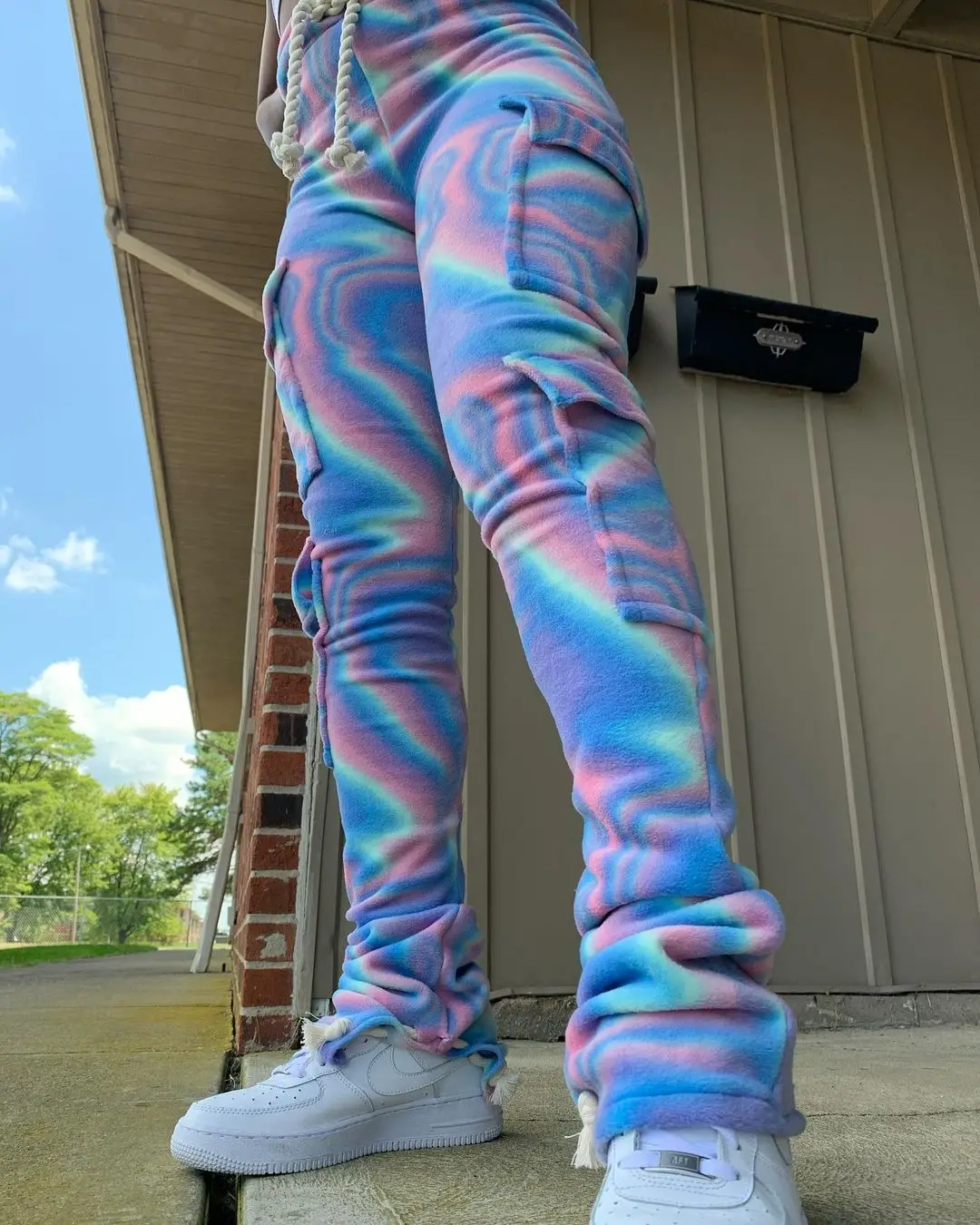 Pink Tie Dye Sweat Pants W/Pockets for Women Elastic Waist Plus Size Womens  Leggings Solid Fall Tall Sweatpants 