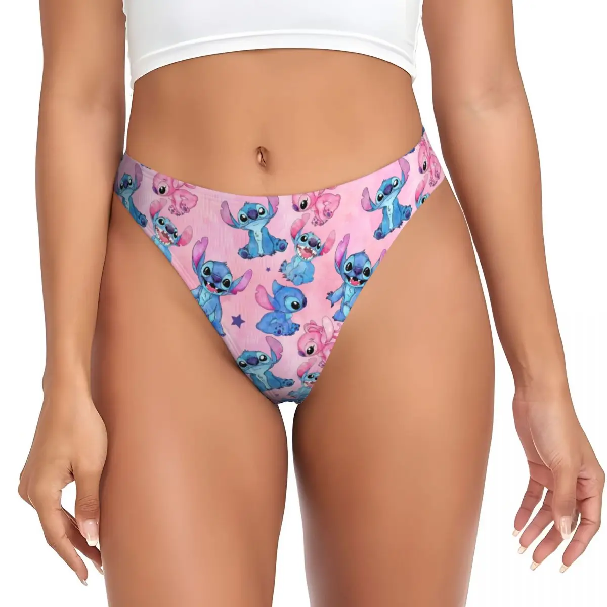 Women Panties Female Underwear Womens Underwear Lilo And Stitch Pattern G-string Underwear Womens Comfortable Stretch Kawaii Thongs Panties