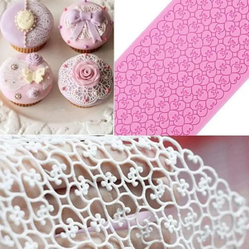 Lace Silicone Mold Sugar Craft Fondant Mat Cake Decorating Baking