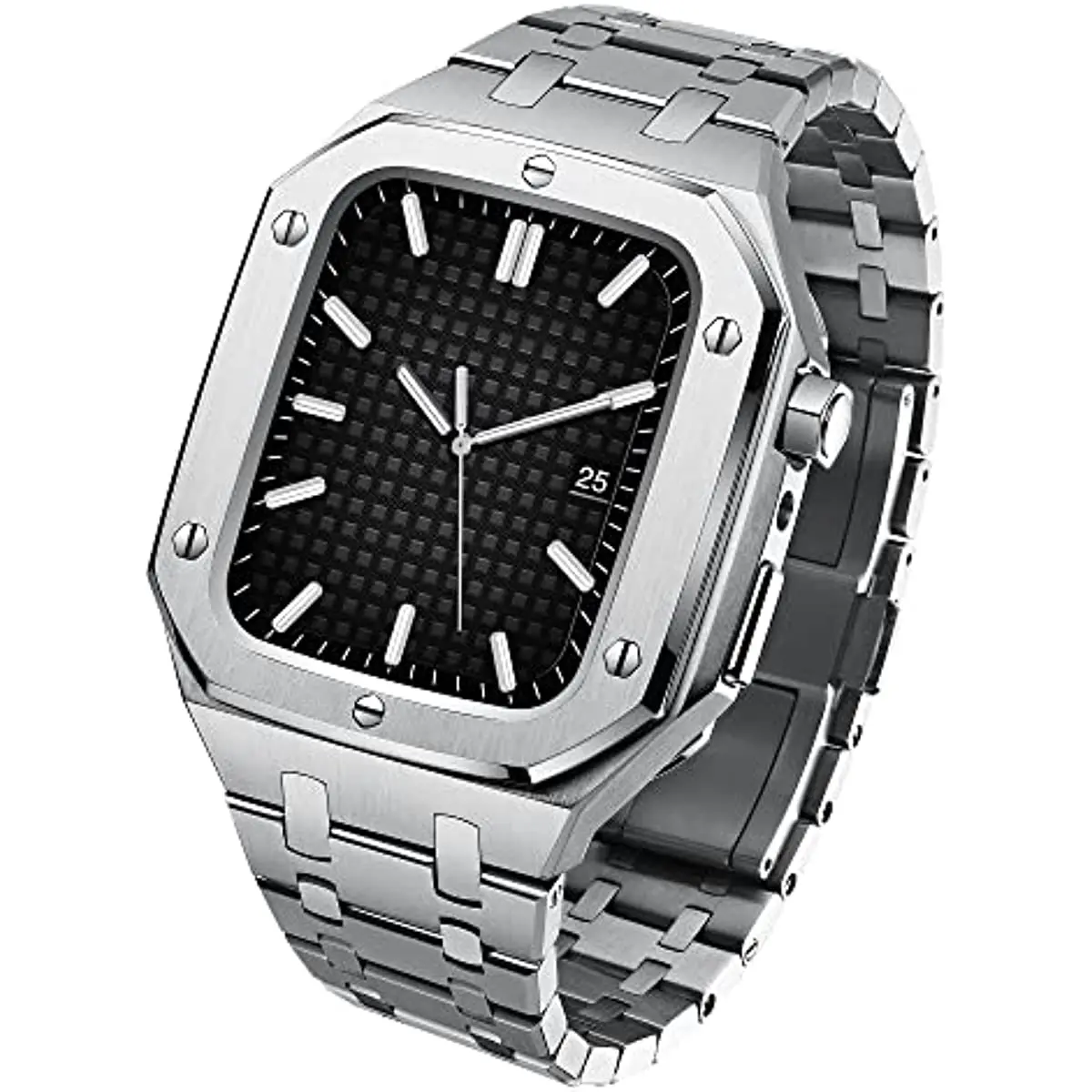 Stainless Steel Bracelet for Apple Watch band 45mm 44mm Luxury Modification Kit Metal Case Strap iWatch Series 8 7 6 5 SE 44 45