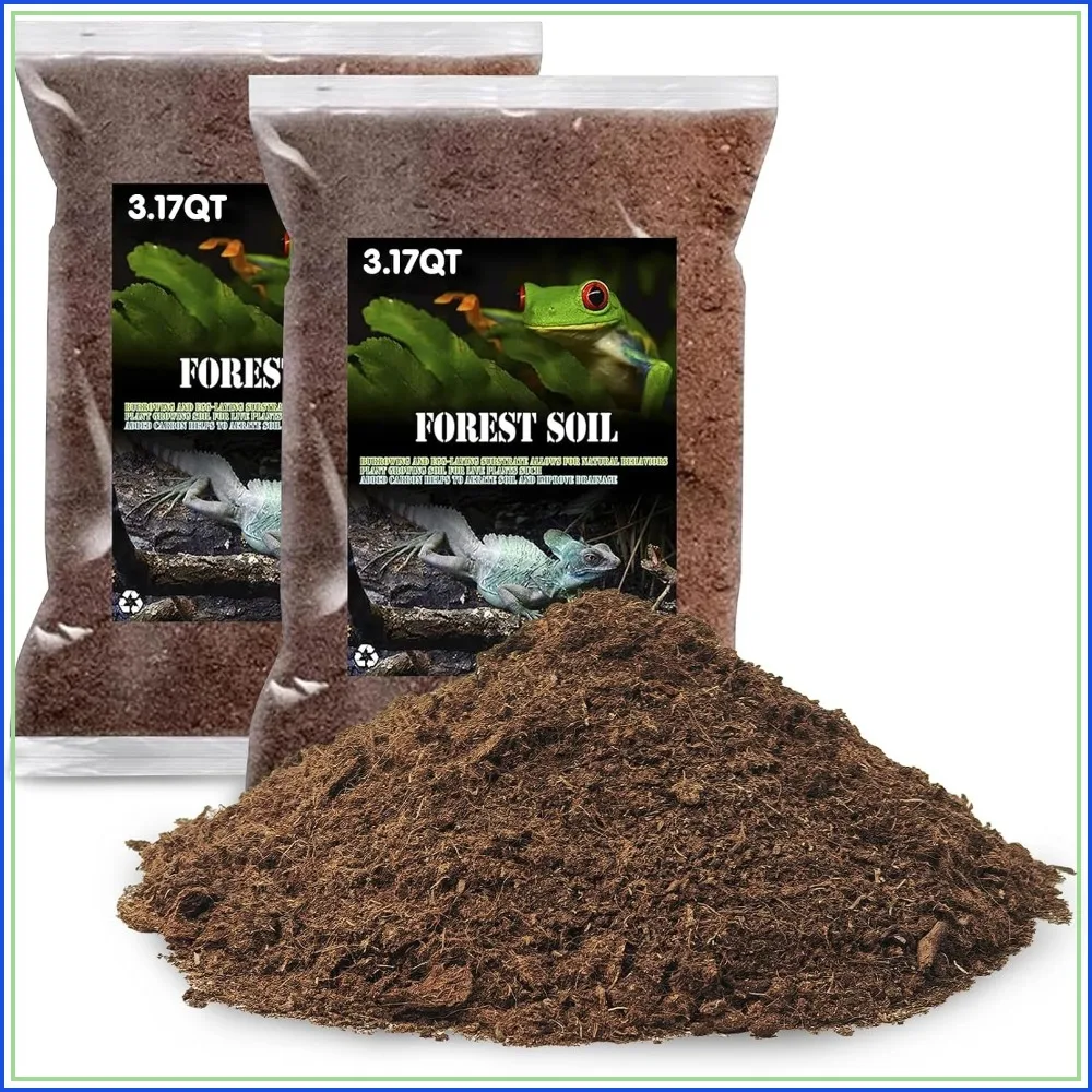 Reptile Soil Substrate Burrowing Tortoise Bedding for Bearded Dragon Enclosure Topsoil Terrarium for Snake Tarantula Gecko Lizard Frog Hermit Crab (3 L)