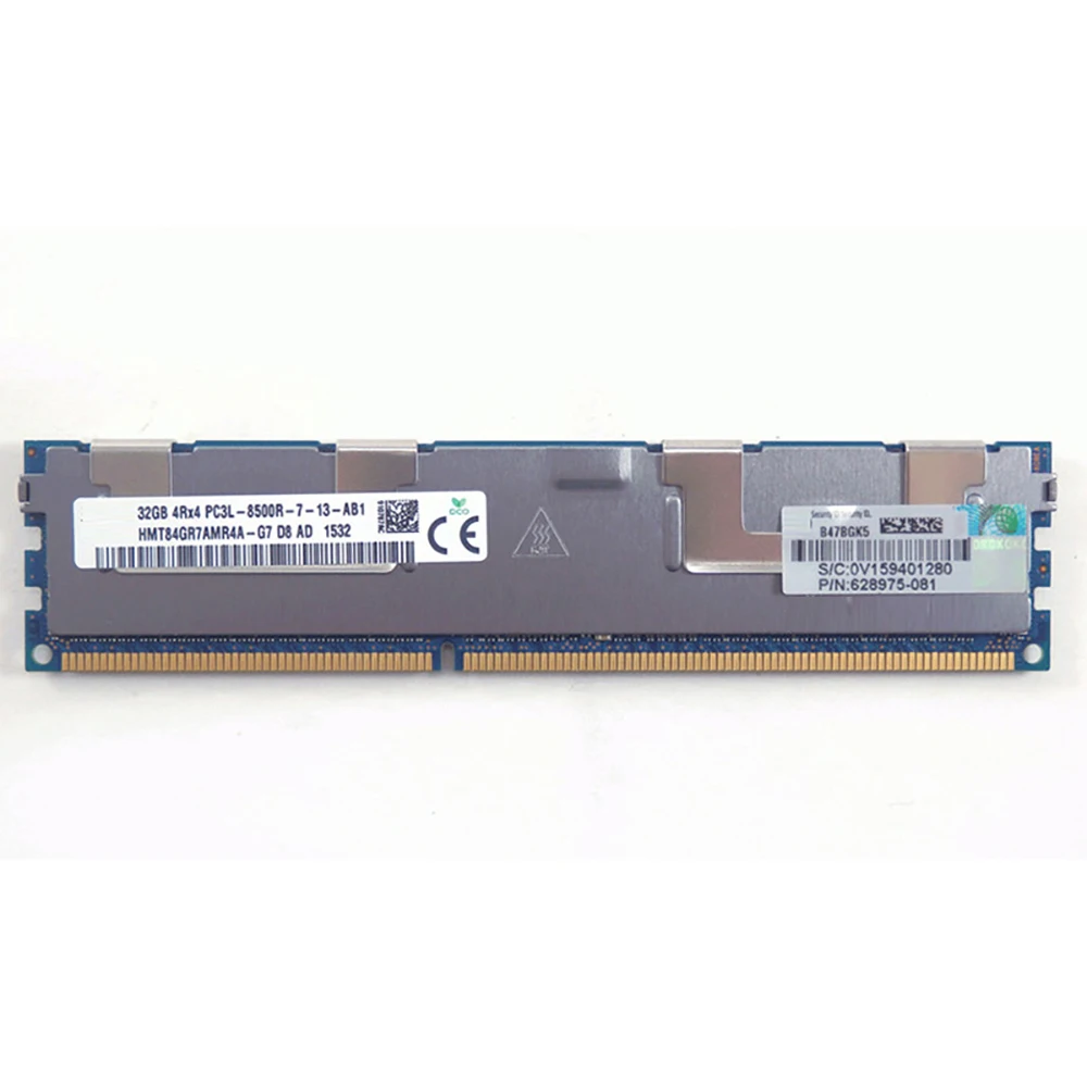 HP RAM 서버 메모리, 32GB 4RX4 PC3L-8500R DDR3 1066 627814-B21 628975-081 632205-001, 1 개