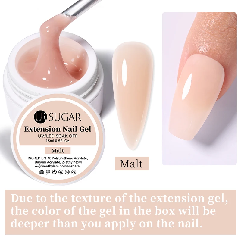 UR SUGAR 15ml Extension Nail Gel Polish Nails Finger Form Clear Nude Pink Nail Art Camouflage Hard Gel acrilico Nail Manicur