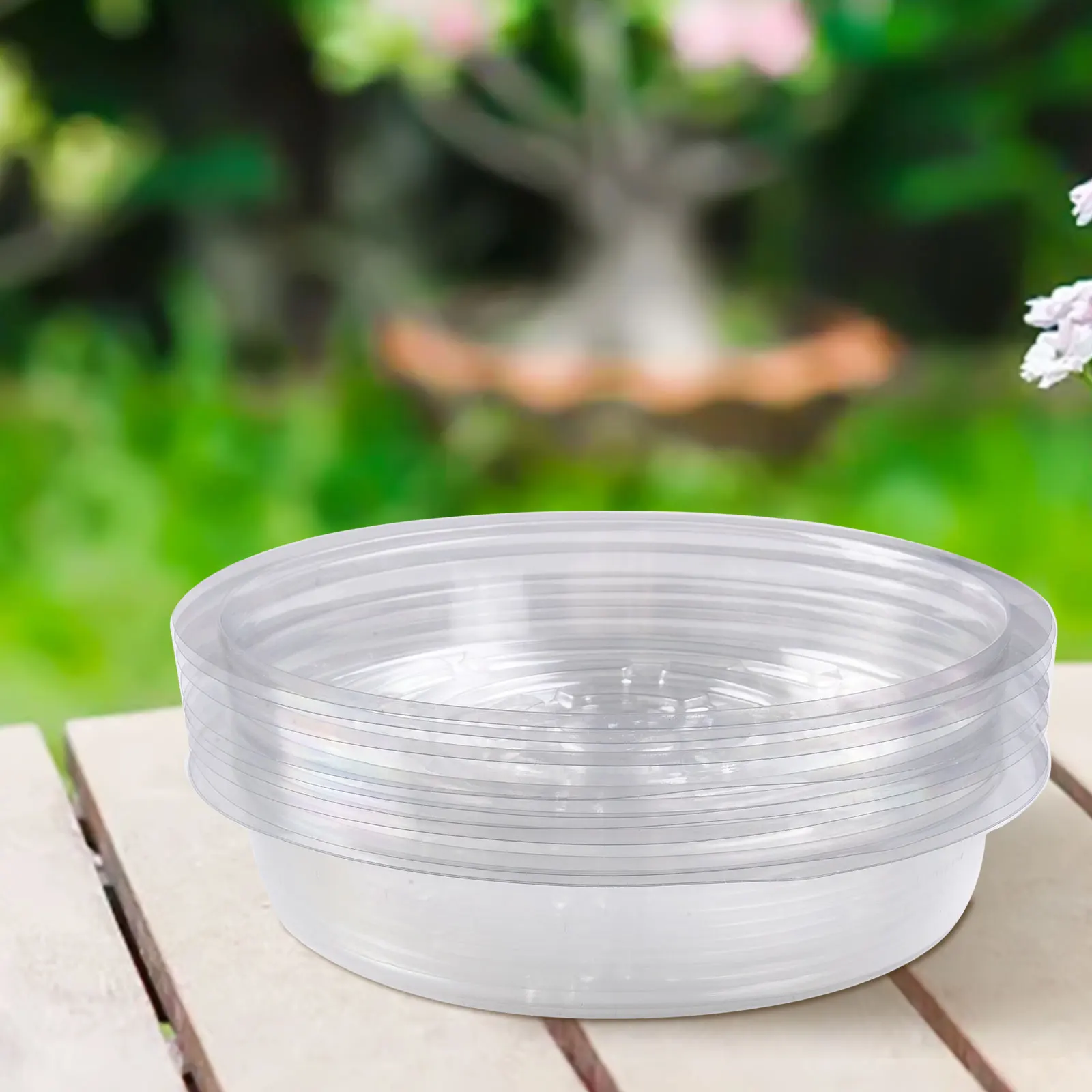 10PCS Plant Saucers 30cm Flower Pot Drip Trays Clear Snack Container Desktop Trash Storage For Indoor Outdoor Plant Garden Clear