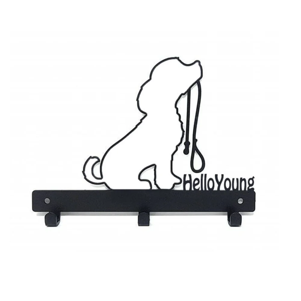 1pc Iron Crafts, Dog Lead/Leash Key Coat Door Towel Hanger Holder Rack Key Hook - DOG WITH LEAD, Wall hanging，Wall-mounted，Hooks 3